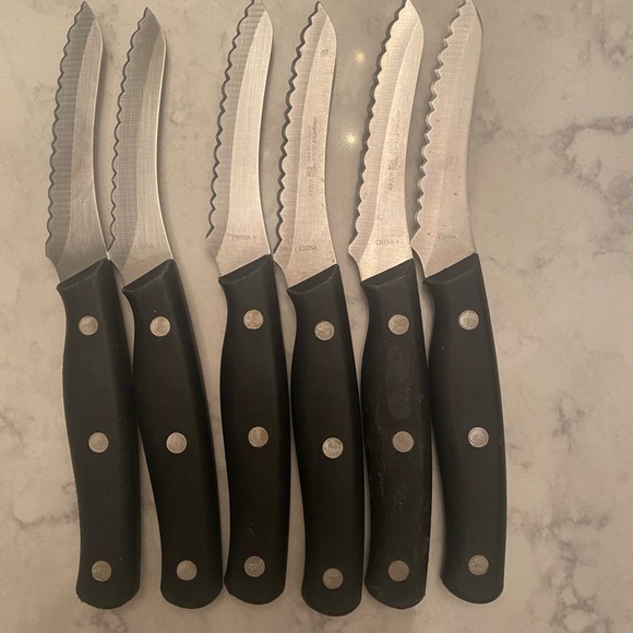 Miracle Blade Set of 5 Black handle Steak Knives - Picture 1 of 5